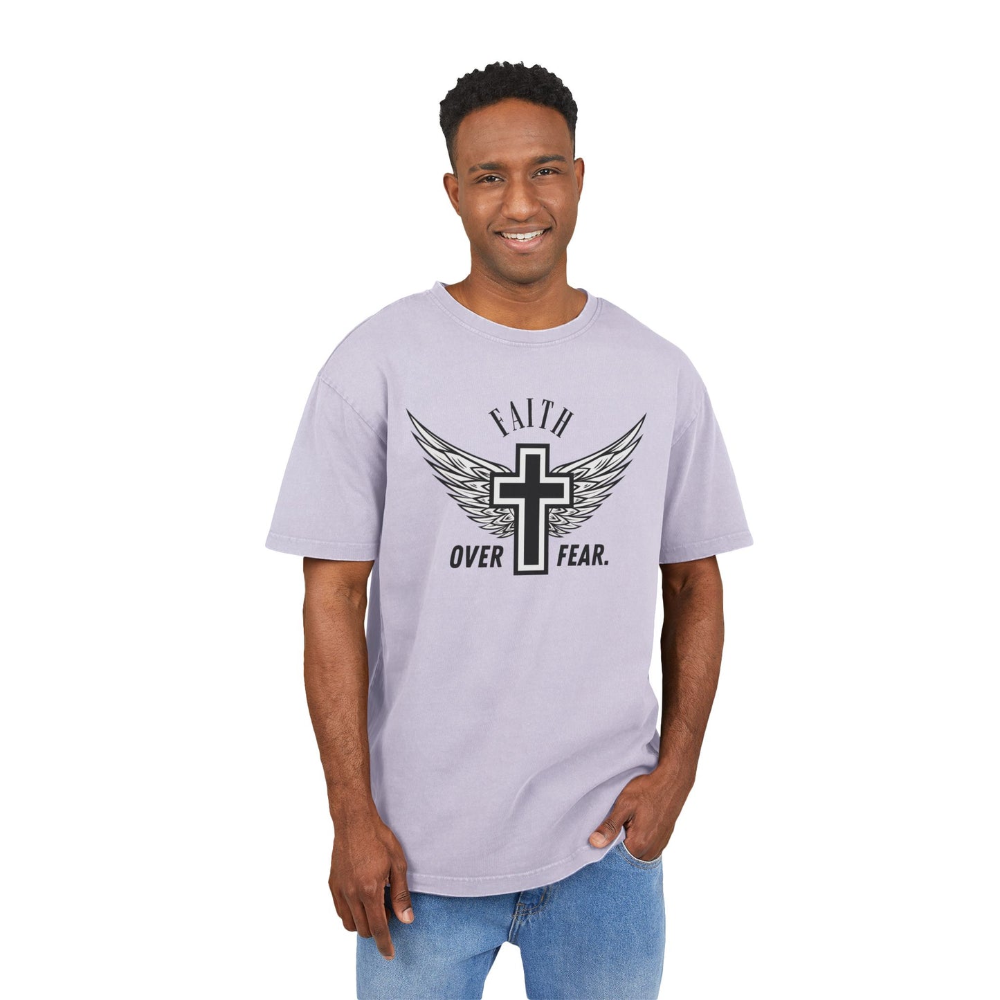 Faith over Fear Washed Heavy Oversize Tee