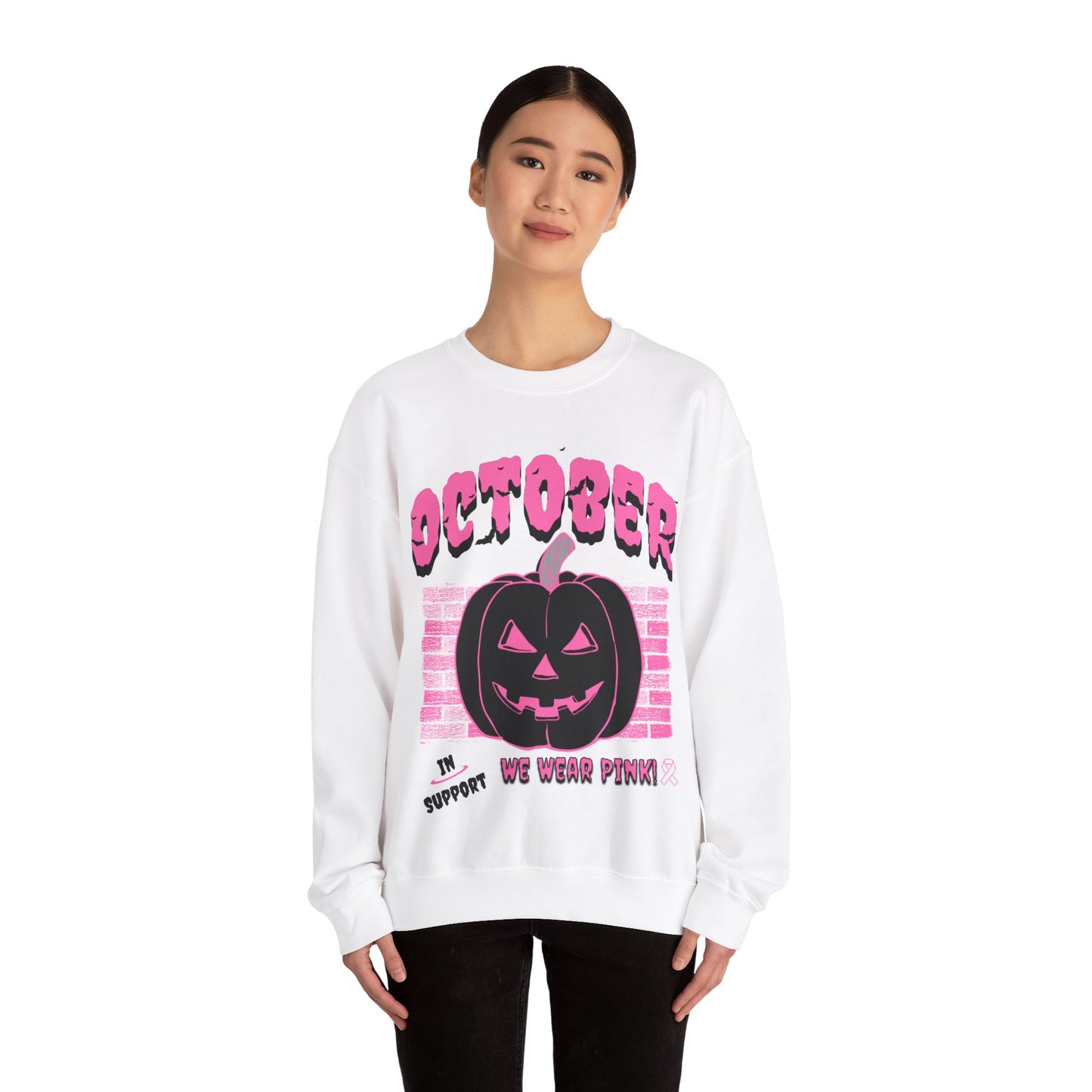 Pumpkin Pink Support Crewneck Sweatshirt Style 2