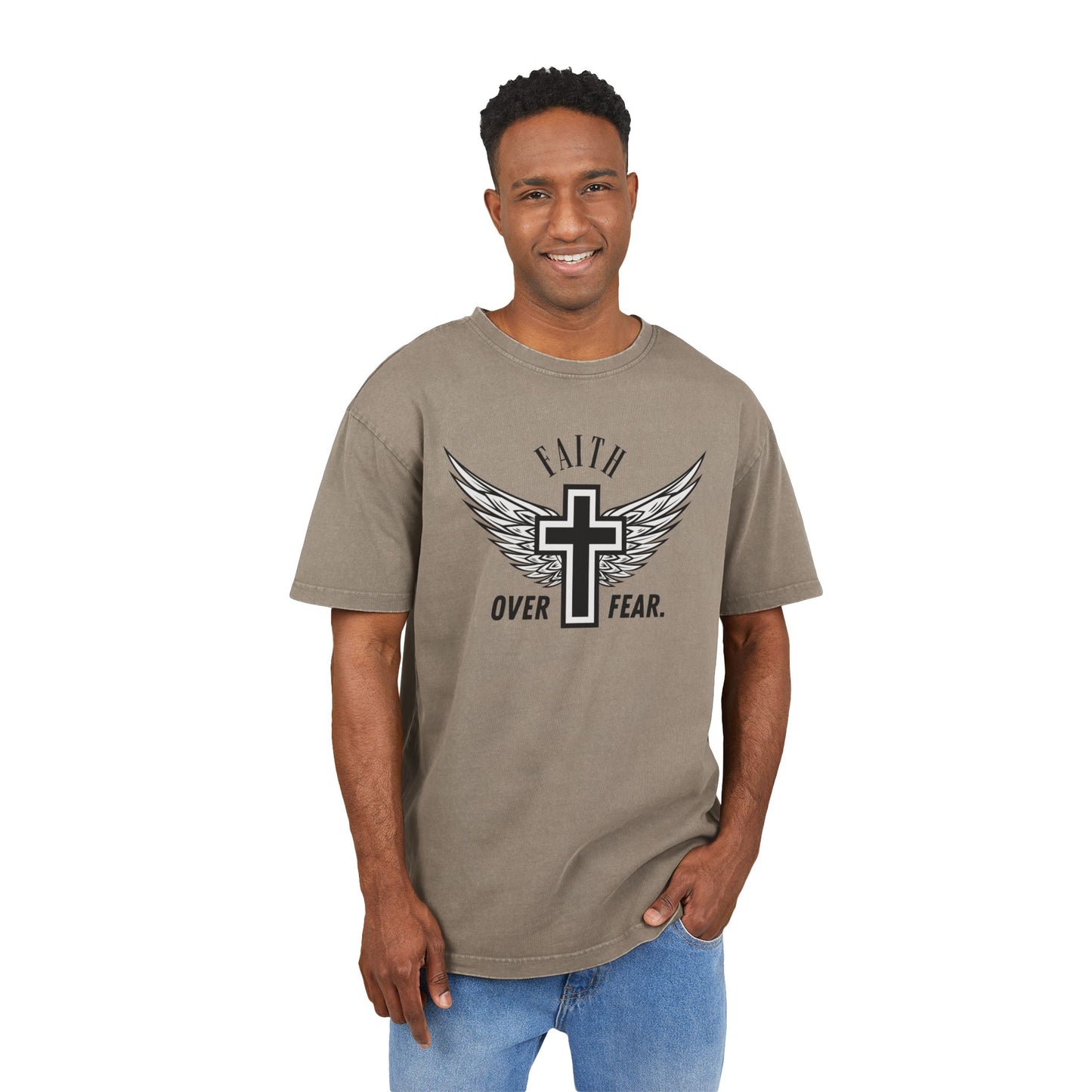 Faith over Fear Washed Heavy Oversize Tee